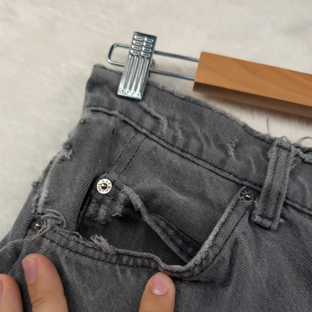 VTG Levi's 505 Jeans Mens 31x32 Gray Faded Black Tab Straight Leg Distressed 80s